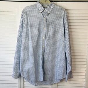 IZOD Premium Essentials Plaid Long Sleeve Button Down Shirt Size Medium
